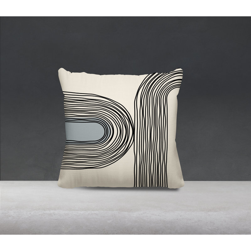 Coussin décoratif réversible intérieur / extérieur Cassie, Gris / Crème / Noir, H 15 po x l 15 po