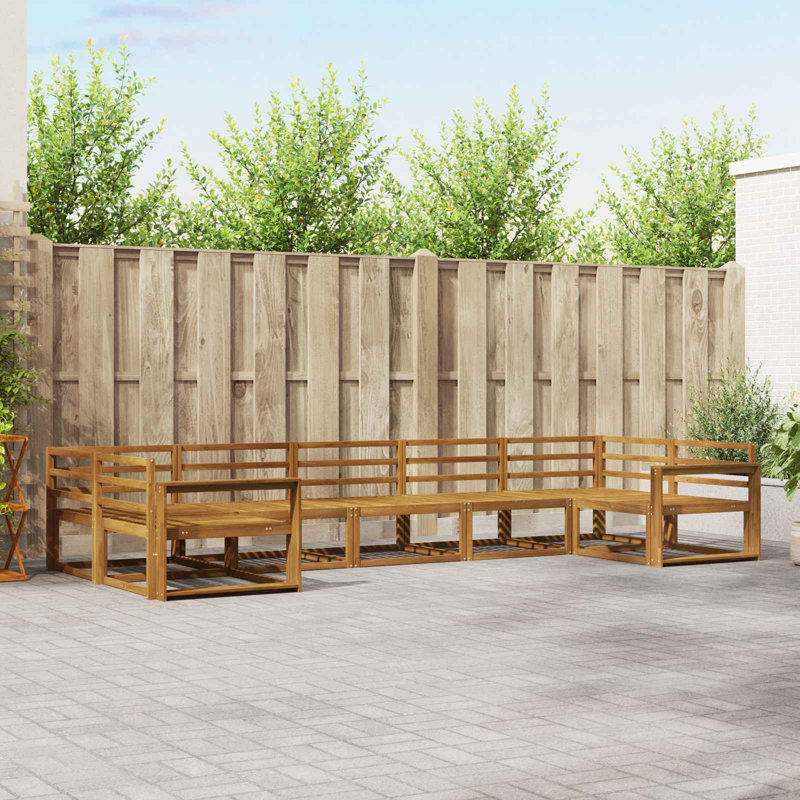404 cm W Solid Wood Patio Corner Sofa