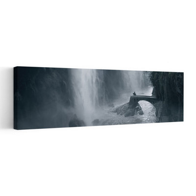 Dramatic Waterfall Bridge Journey by Bingo Z - Wrapped Canvas Panoramic Print