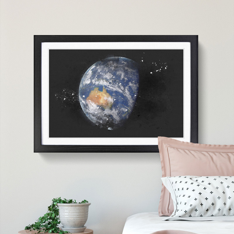 View of Planet Earth - Picture Frame Graphic Art Print, Black Framed, 62cm H x 87cm W x 2cm D