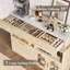 Buffet polyvalent pour buffet de cuisine - 3 tiroirs, tablette réglable - Chargeur USB Type-C - Portes en verre arquées - Rangement spacieux - Salle à manger, salon, bar à café - Couleur: bois naturel et blanc