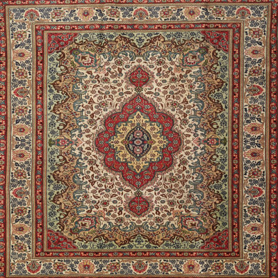 Tapis décoratif rouge à motif oriental Rachelle