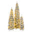 8FT, 6FT, 4FT Pre-Lit Pencil Christmas Trees, 3-set Slim Artificial Christmas Tree With Snow Flocking, Xmas Holiday Decoration Tree, 1455 Branch Tips, 520 LED Lights, 11 Lighting Modes