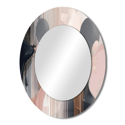 Whispers Of Marble II - Gray Modern Oval Wall Mirror