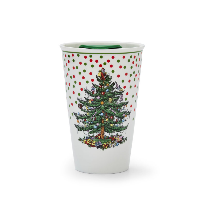 Spode Christmas Tree Polka Dot Travel Mug 8Oz
