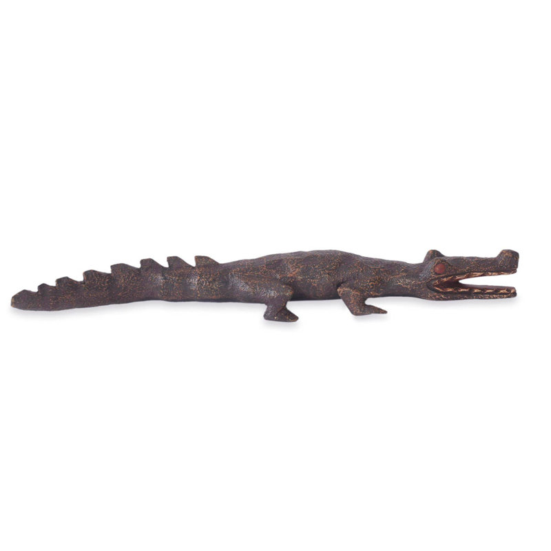 Ghanaian Benin Crocodile Iii Wood Sculpture