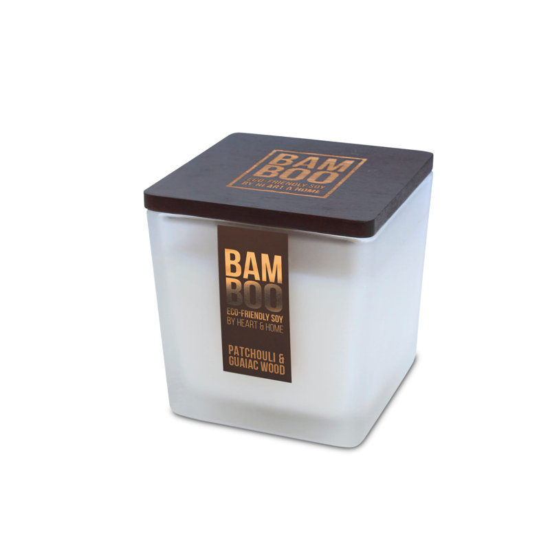 Bamboo Everyday Plant / Floral Scented Jar Candle with Glass Holder - Patchouli & Guaiac Wood, 8.10" x 6.50" Jar, 573 Jar