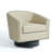 Upholstered Beige Faux Leather Tufted Barrel Small Swivel Chair with Nailhead Trim-831721136