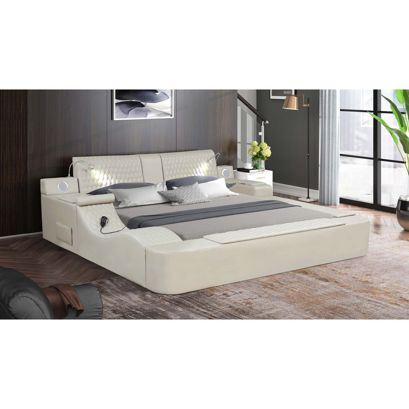 Lit multifonctionnel intelligent en bois (lit seulement), Beige