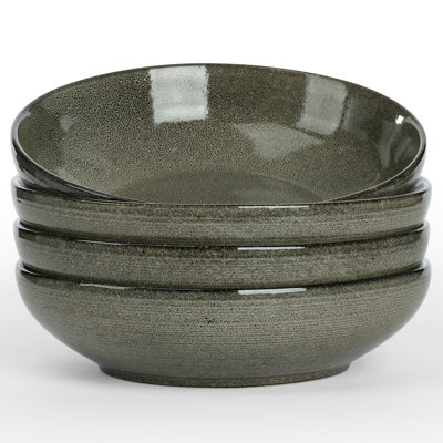 4 Piece 8.6 Inch Pasta Bowl Set, Stoneware Bowls Set