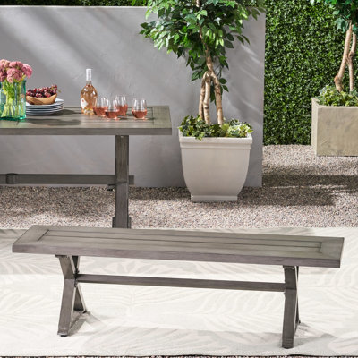 Banc de salle à manger d'extérieur gris foncé en aluminium au design raffiné