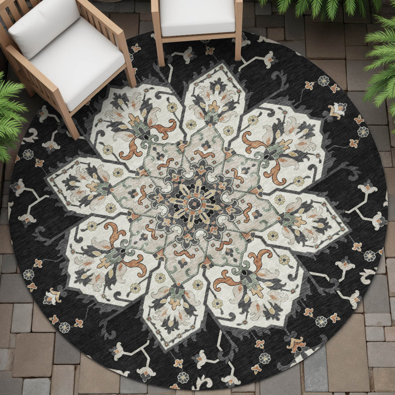 Tapis intérieur / extérieur Husby ACN2194 Global, Rond 8 pi