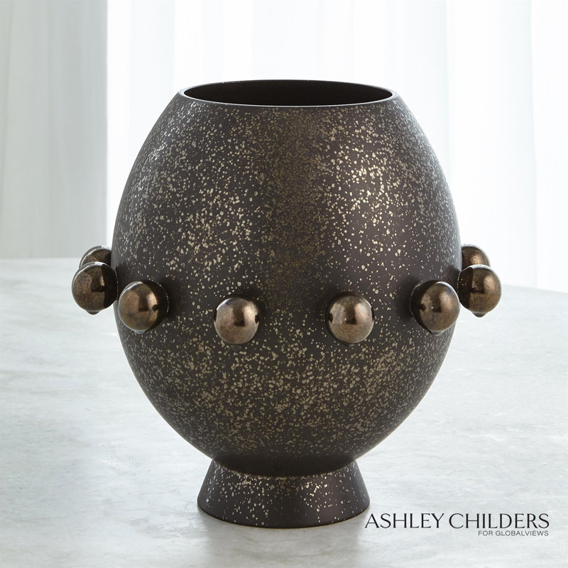 Spheres Collection Vase-Ivory, Bronze