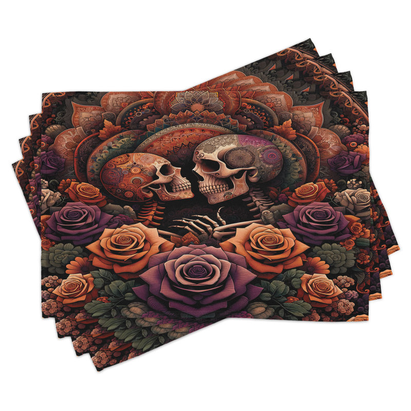Polyester Vermilion Dark Magenta Rectangle Placemat
