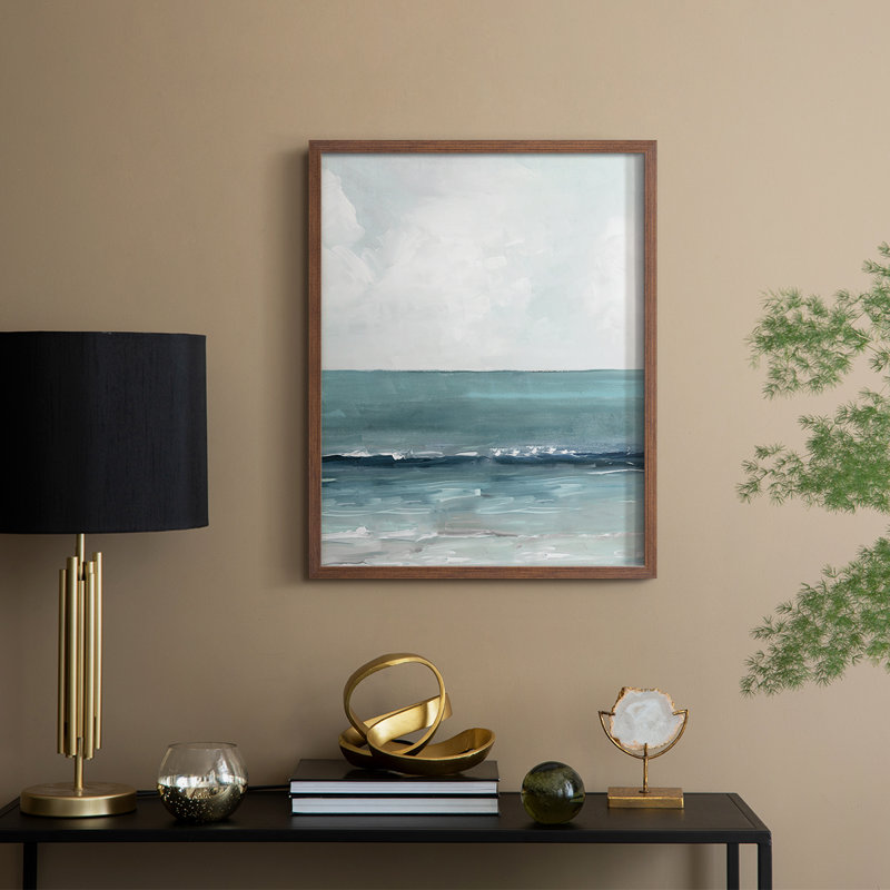 «Teal Seas II», reproduction encadrée - bois massif, H 21 po x l 17 po, Noyer