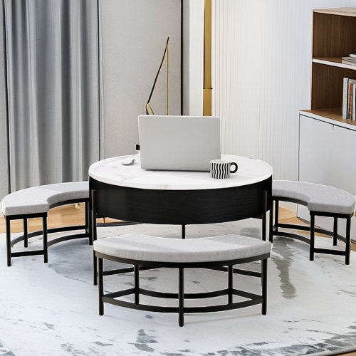 Round Upholstered Coffee Tables You'll Love | Wayfair