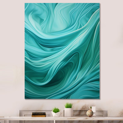Turquoise, gauchissement des vagues I - art mural abstrait sur toile