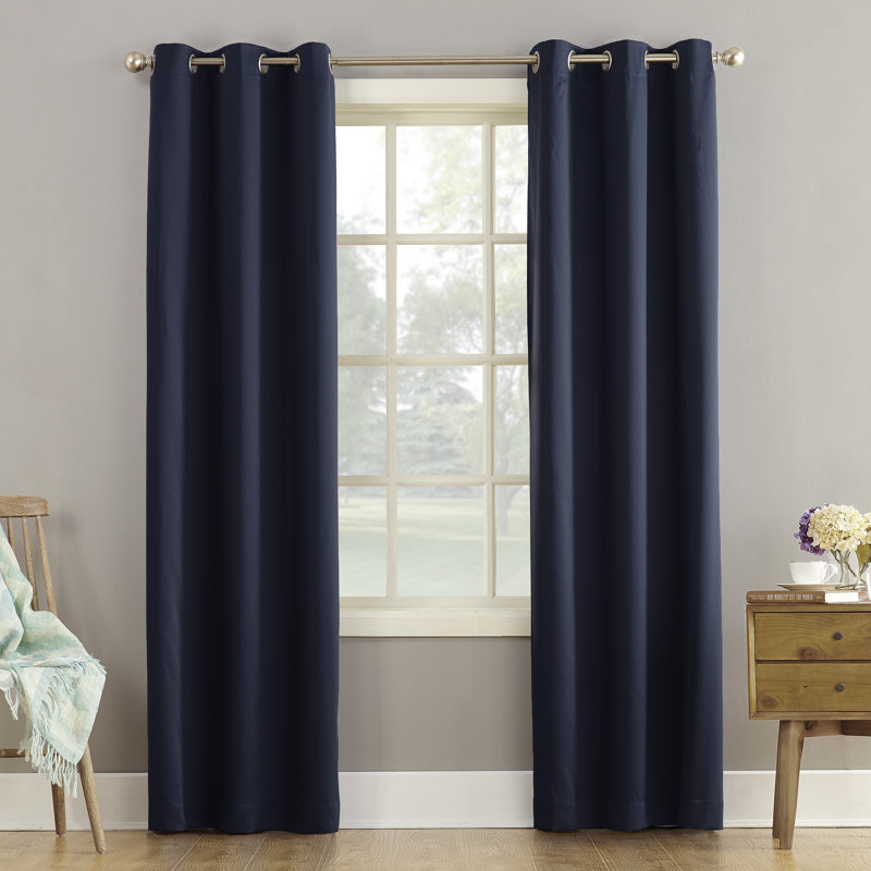 Thermal Energy Saving Grommet Curtain Panel - Basics by Wayfair™, Navy, 40" W x 95" L