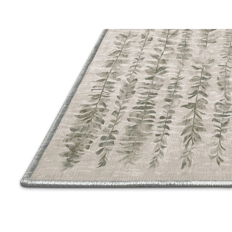 Machine Washable Beige Area Rug, Rectangle 2' x 3'