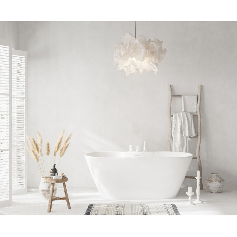 59 Inch Bathtub in Glossy White with Trim, Polished White