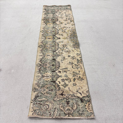 Classic Wool Patchwork Runner Rug, 27.6x108.7 Inch Beige Rug