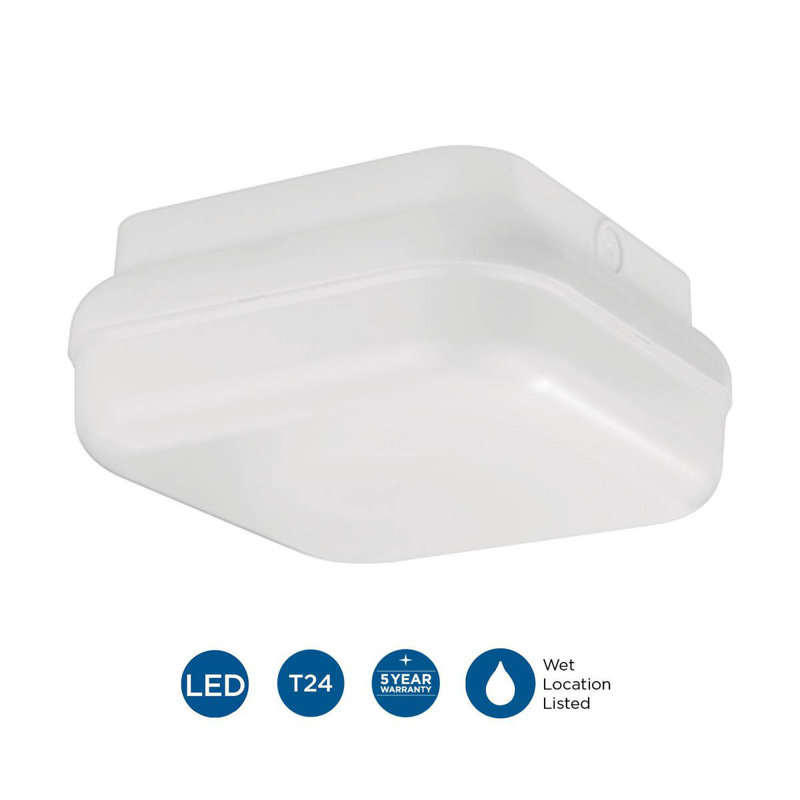 Plafonnier encastré carré 10 po Hard Nox, Blanc satiné