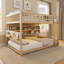 Lit superposé double au-dessus de double avec tablettes intégrées, lumières à changement de couleur et panneau perforé, beige-1793617092