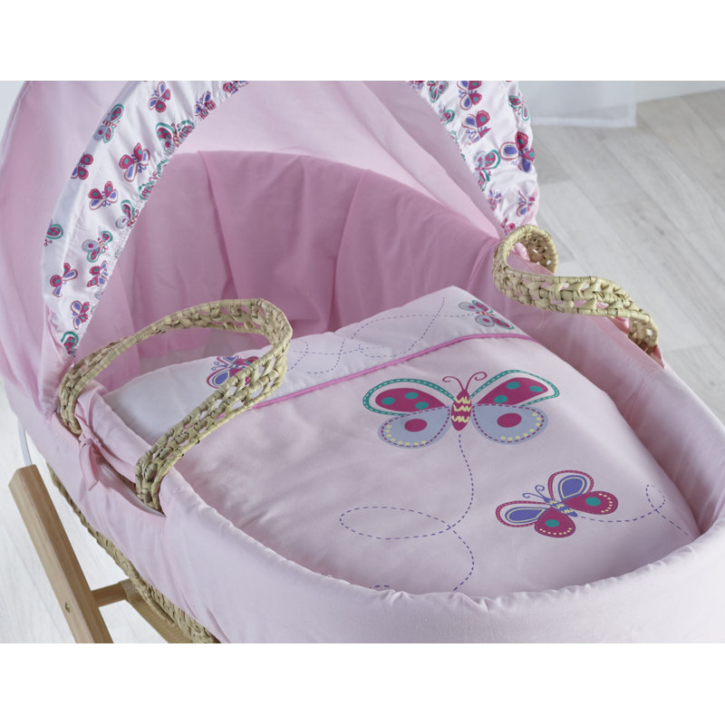 Print Cotton Blend Moses Basket Bedding Set