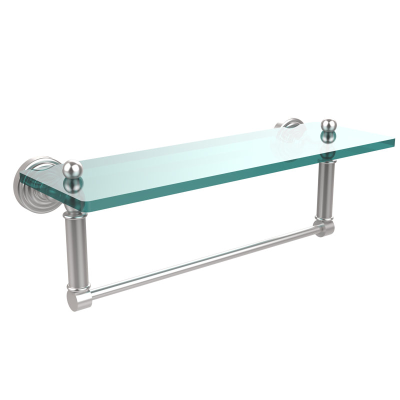 Beresford Bracket Shelf with Towel Bar, 16" W x 5" H, Satin Chrome