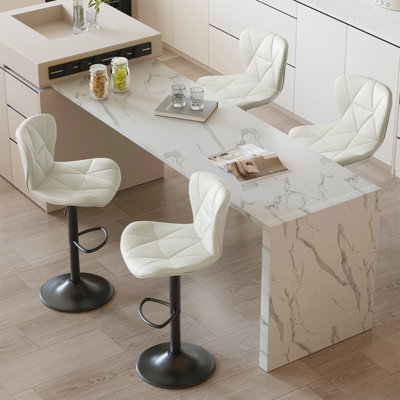 Tabouret de bar pivotant à hauteur réglable pour animaux de compagnie avec dossier, tissu technique résistant aux égratignures, repose-pieds et base en métal noir - Chaise de bar durable pour îlot de cuisine, bar de salle à manger, propriétaires d