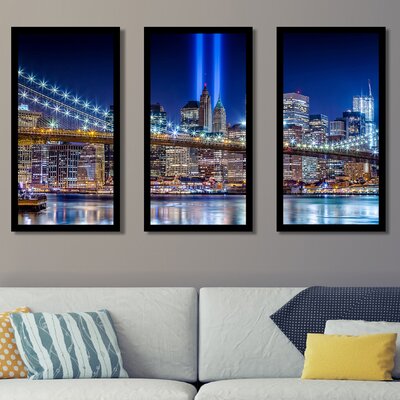 World Trade Center Lights over Manhattan - 3 Piece Picture Frame Photograph Print Set on Acrylic -  Picture Perfect International, 704-4358-1224