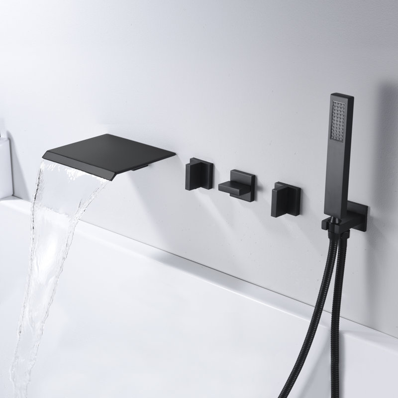 Robinet de baignoire romaine à fixation murale à trois poignées s2129xw-2140-2150, Noir mat