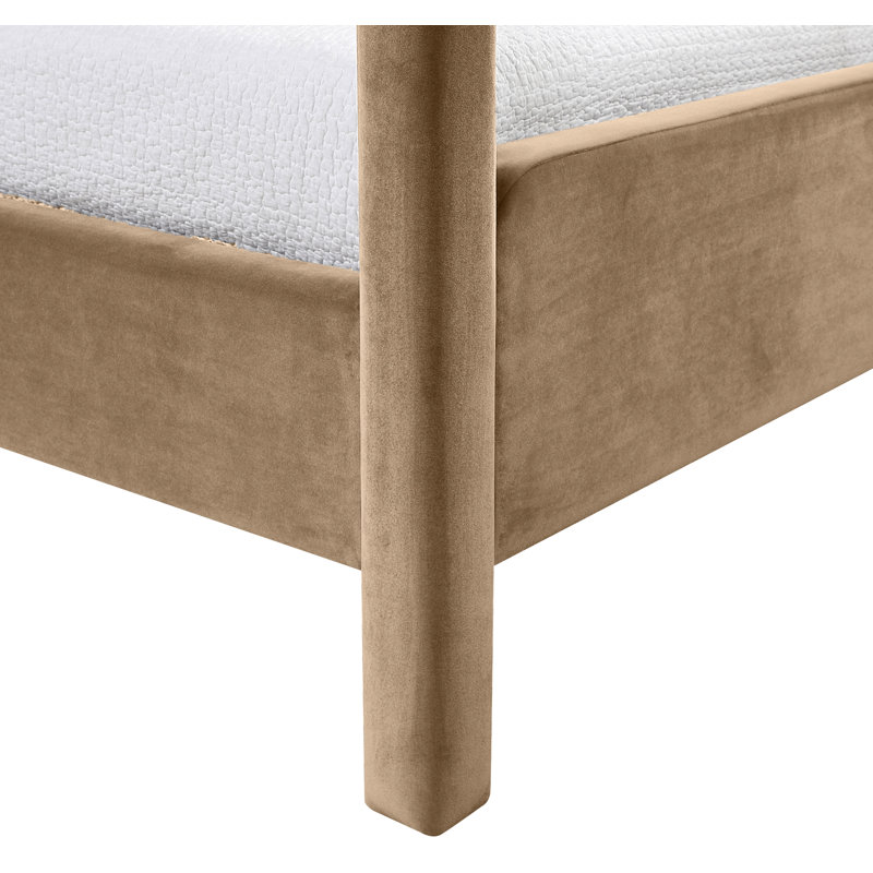 Lit tapissier Salina, Simple, Velours beige