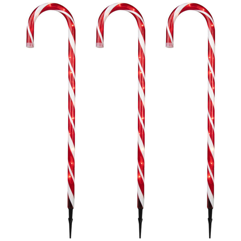 Marqueurs de sentier de Noël rouges et blancs clignotants 28 po