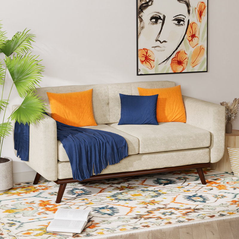 Upholstered Loveseat, White Chenille