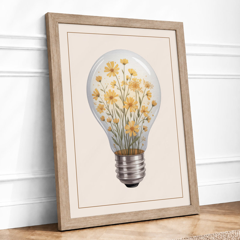 Bulb in Bloom Botanical - Framed Print, A2 - 59.4 x 42.0 cm, Oak