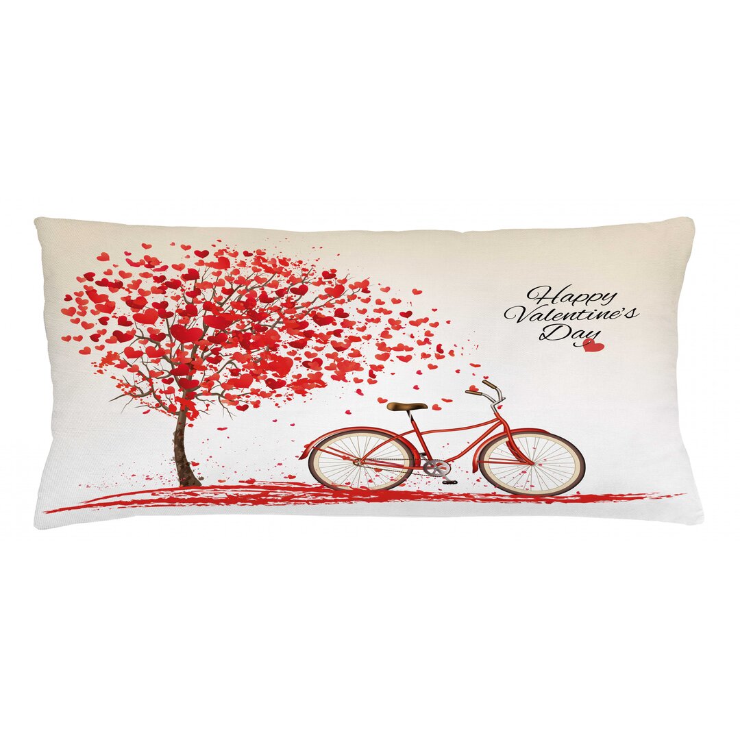 Kissenbezug, Herz-Baum-Bike, Valentinstag, Creme Vermilion