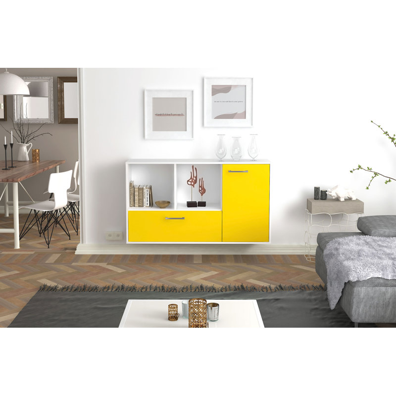 Palmdale Unfinished TV Stand for TVs up to 70", Yellow and white