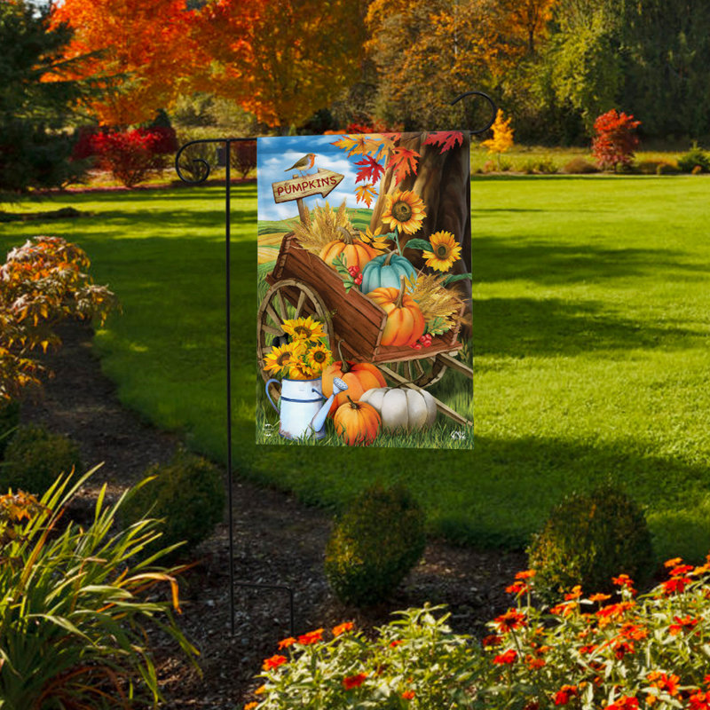 Pumpkin Cart Garden Flag