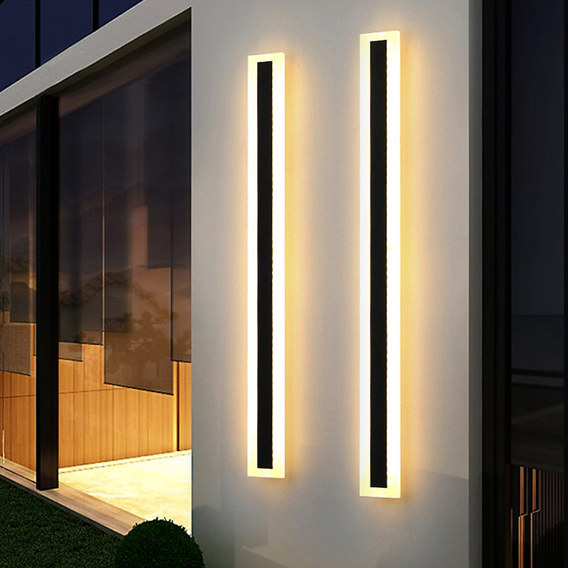 Aluminum Modern Linear IP65 Integrated LED Waterproof Hardwired Outdoor Wall Lights, Black/White, 35" H x 3" W x 1.8" D, 24