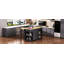 Îlot de cuisine noir de 47 po avec table de salle à manger extensible, table en placage de bois d'hévéa avec support de rangement interne et prise de courant, 2 tiroirs et 2 armoires de rangement-1599651136
