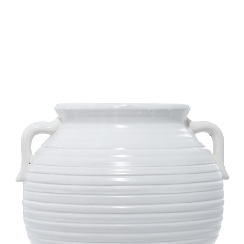 Pot à fleurs en grès laqué Marion, Blanc