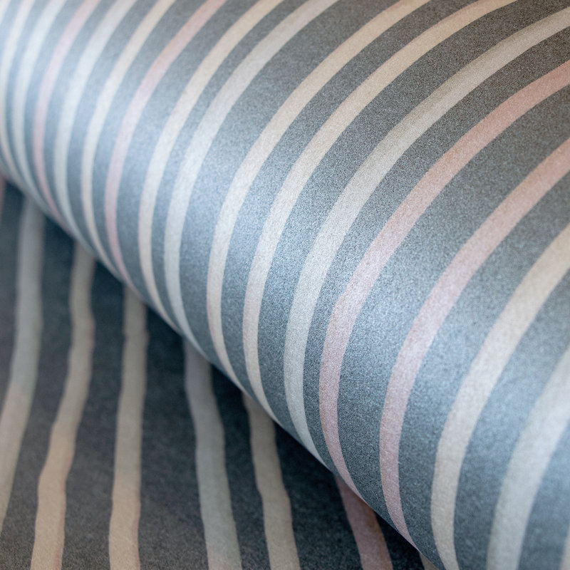 Great Kids Collection Smooth Glitter Stripes Wallpaper Roll, Dark Blue