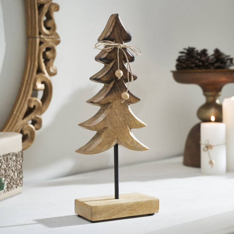 Petit arbre en bois naturel deux tons, H 12 po x l 4,5 po x P 2,5 po
