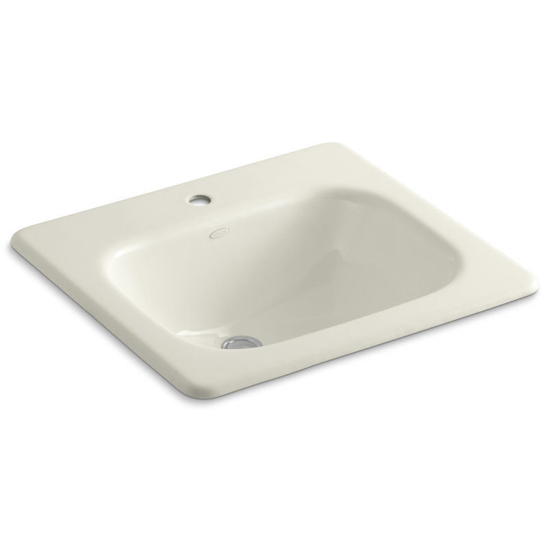 Tahoe Metal Rectangular Drop-In Bathroom Sink with Overflow, Biscuit, Single