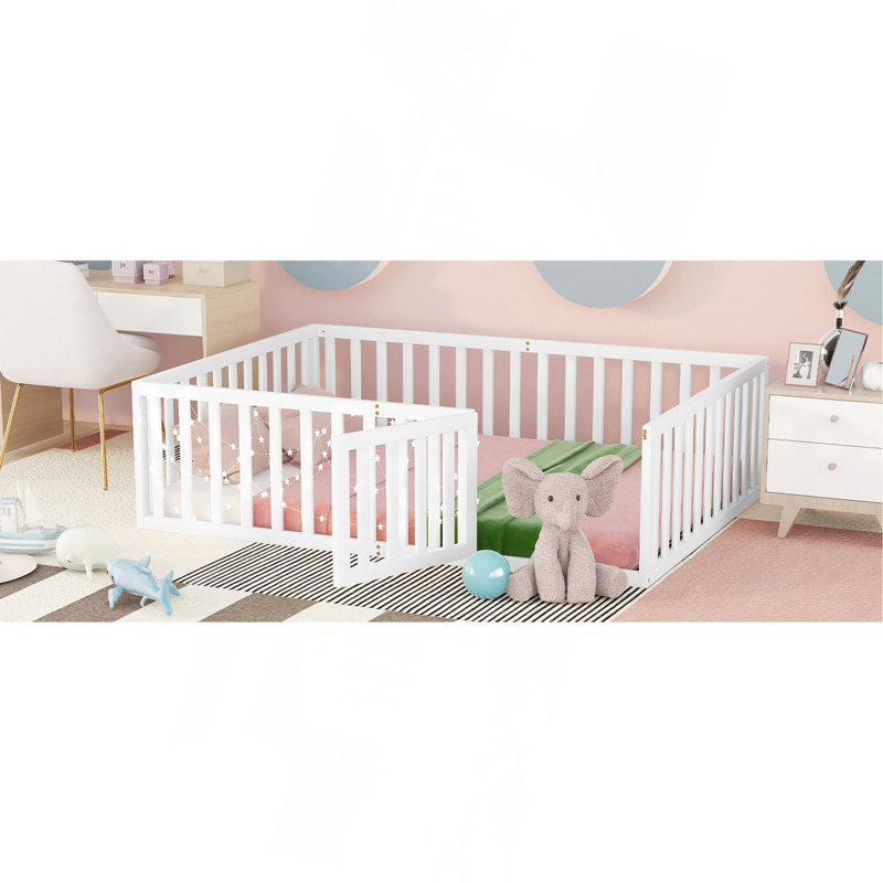 Full Size Wood Daybed Frame With Fence, Full, White