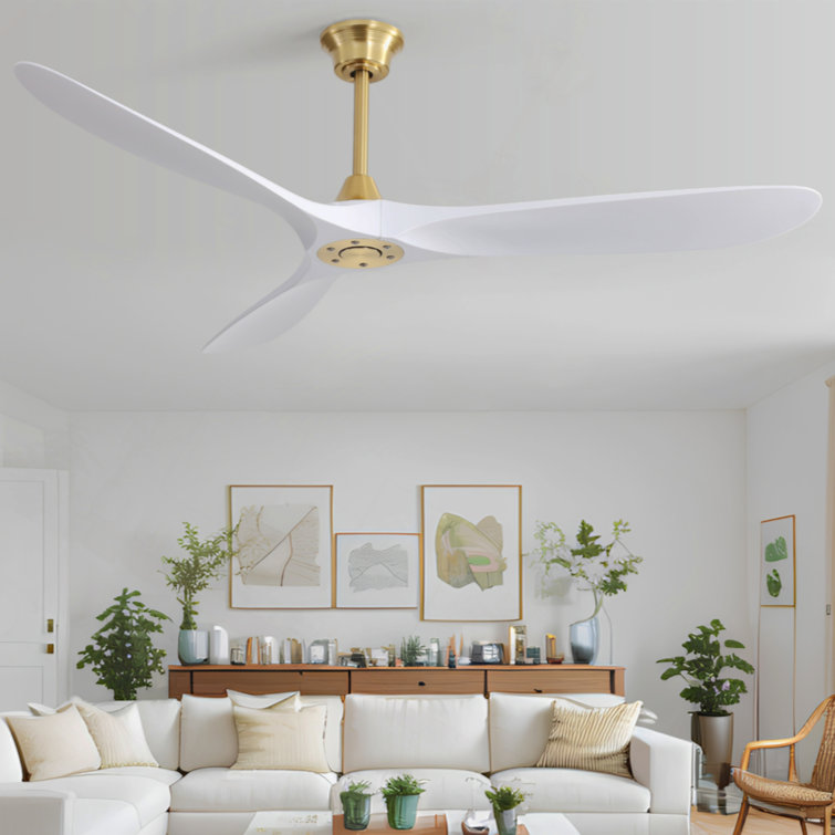 60 Inch Modern ABS Ceiling Fan With 6 Speed Smart Remote Control Reversible DC Motor For Bedroom Living Room