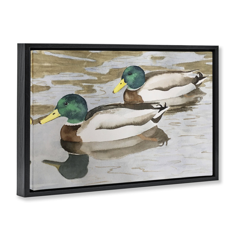 Cadre flottant Mallard Ducks, design Stephanie Fielden, H 17 po x l 25 po, Cadre flottant noir de jais