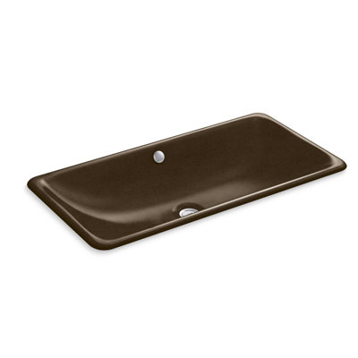 Iron Plains Trough Rectangle Dual Mount Bathroom Sink with Overflow