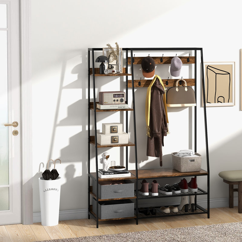 Aluesi Hall Tree 122cm Wide with Bench and Shoe Storage